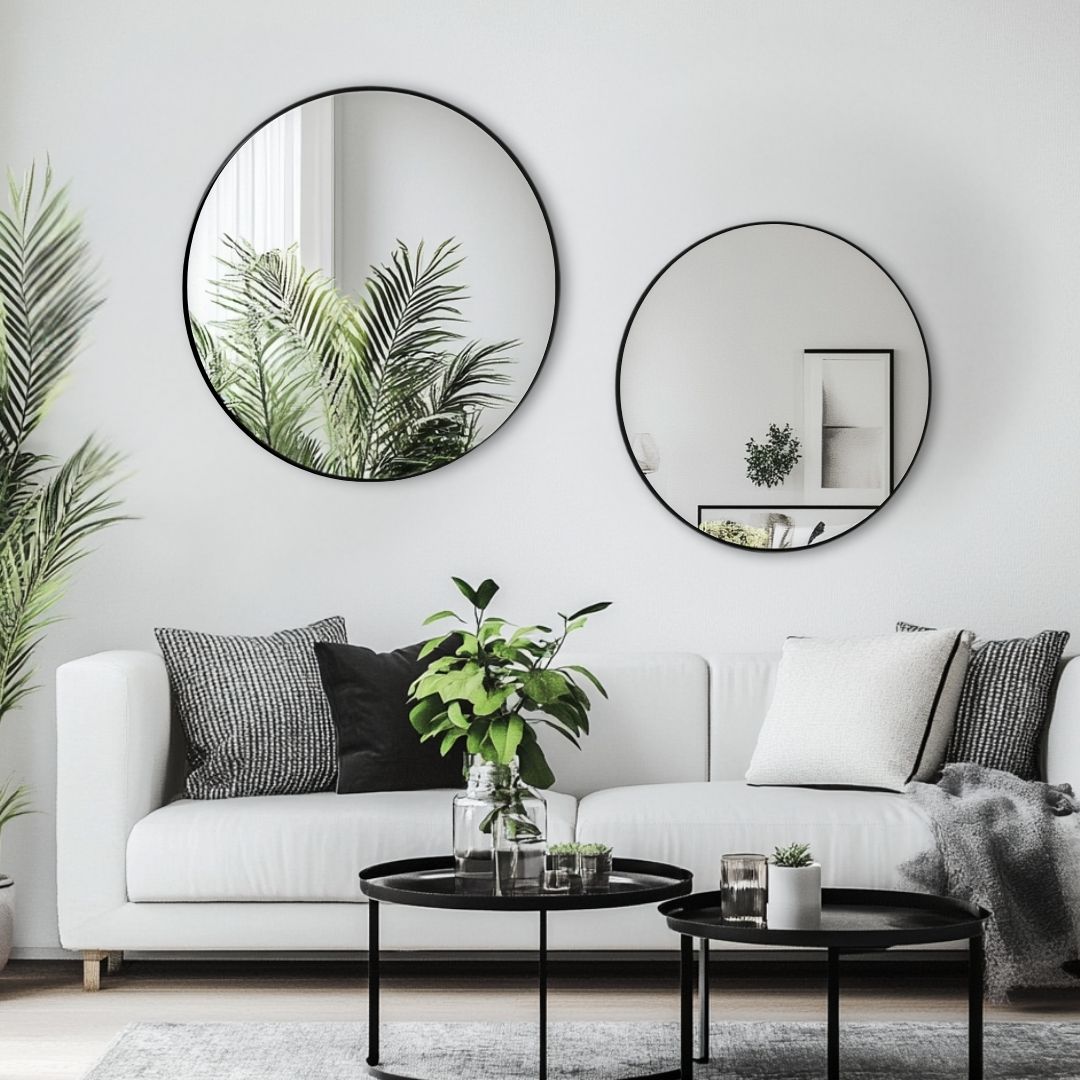 Set x 2 Espejo Decorativo Redondo Metálico 60 y 80 cm - HOSUR