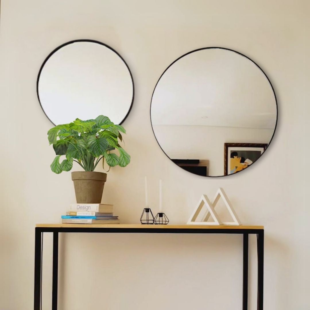 Set x 2 Espejo Decorativo Redondo Metálico 60 y 80 cm - HOSUR