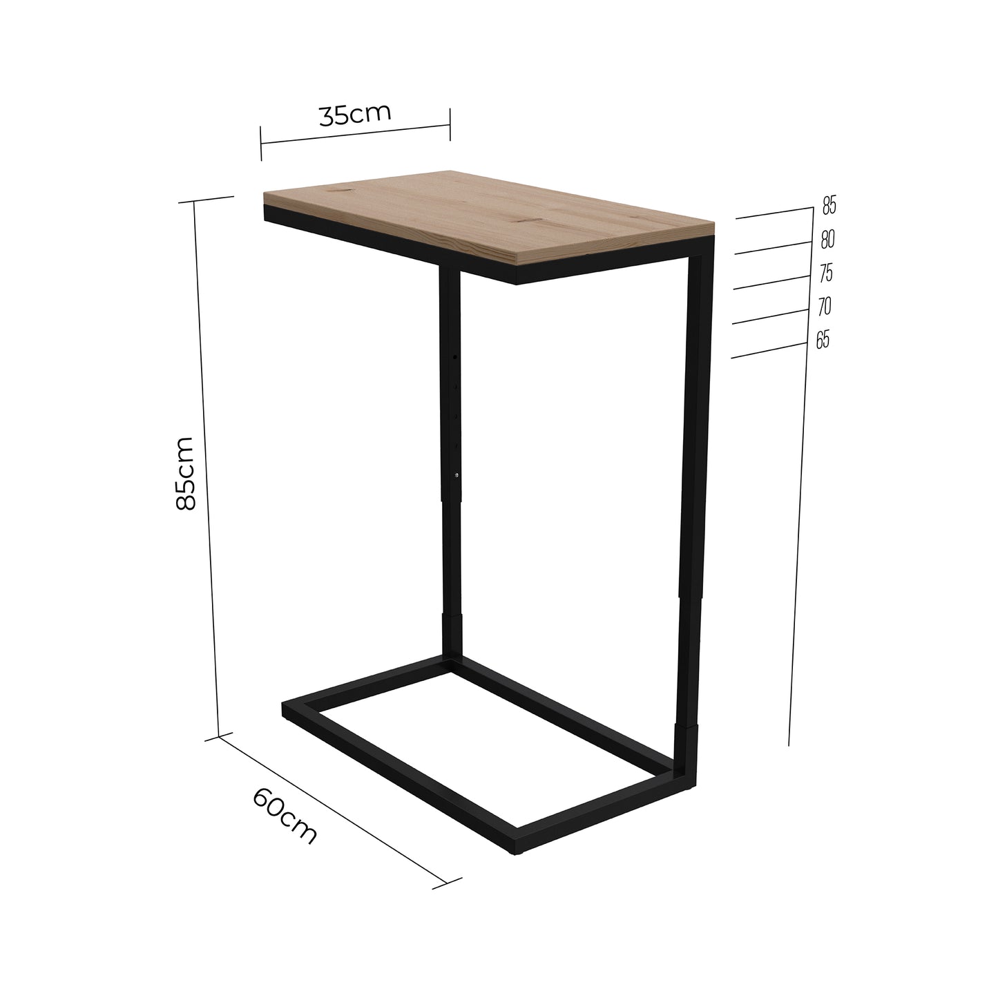 Mesa Auxiliar Rectangular con Altura Graduable - MALTA