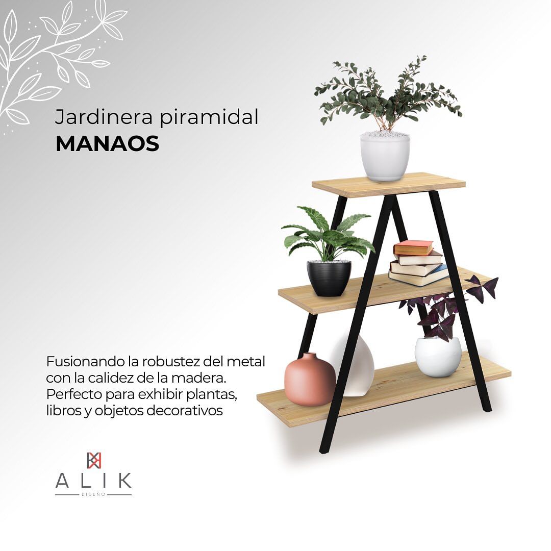 Jardinera Mueble Estante Piramidal de 3 Niveles - MANAOS
