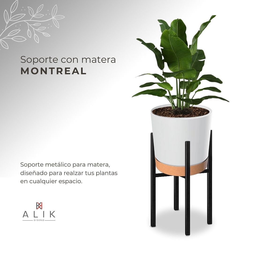Matera Moderna de Soporte Metálico con Matera Plástica - MONTREAL