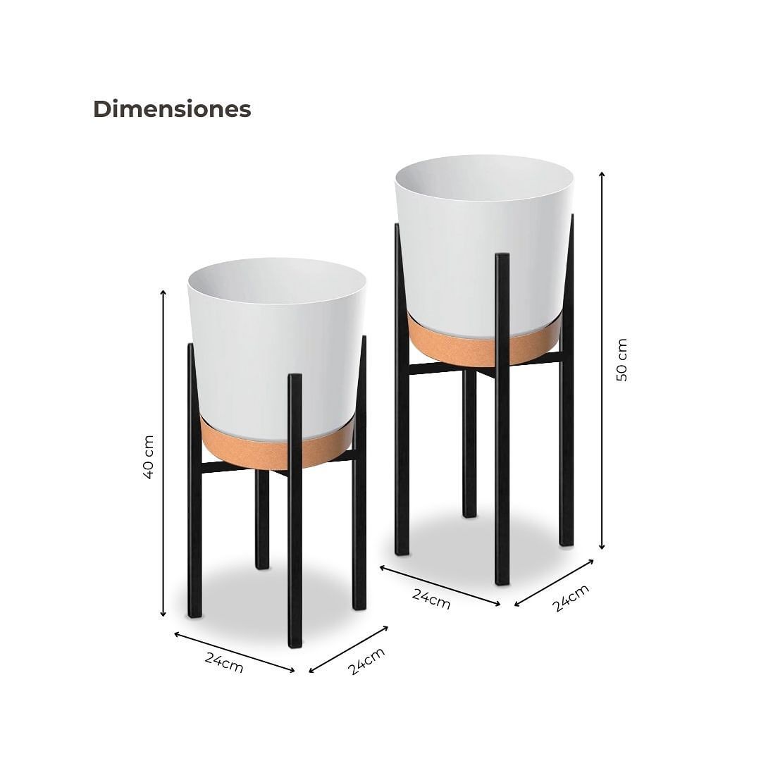 Matera Moderna de Soporte Metálico con Matera Plástica - MONTREAL
