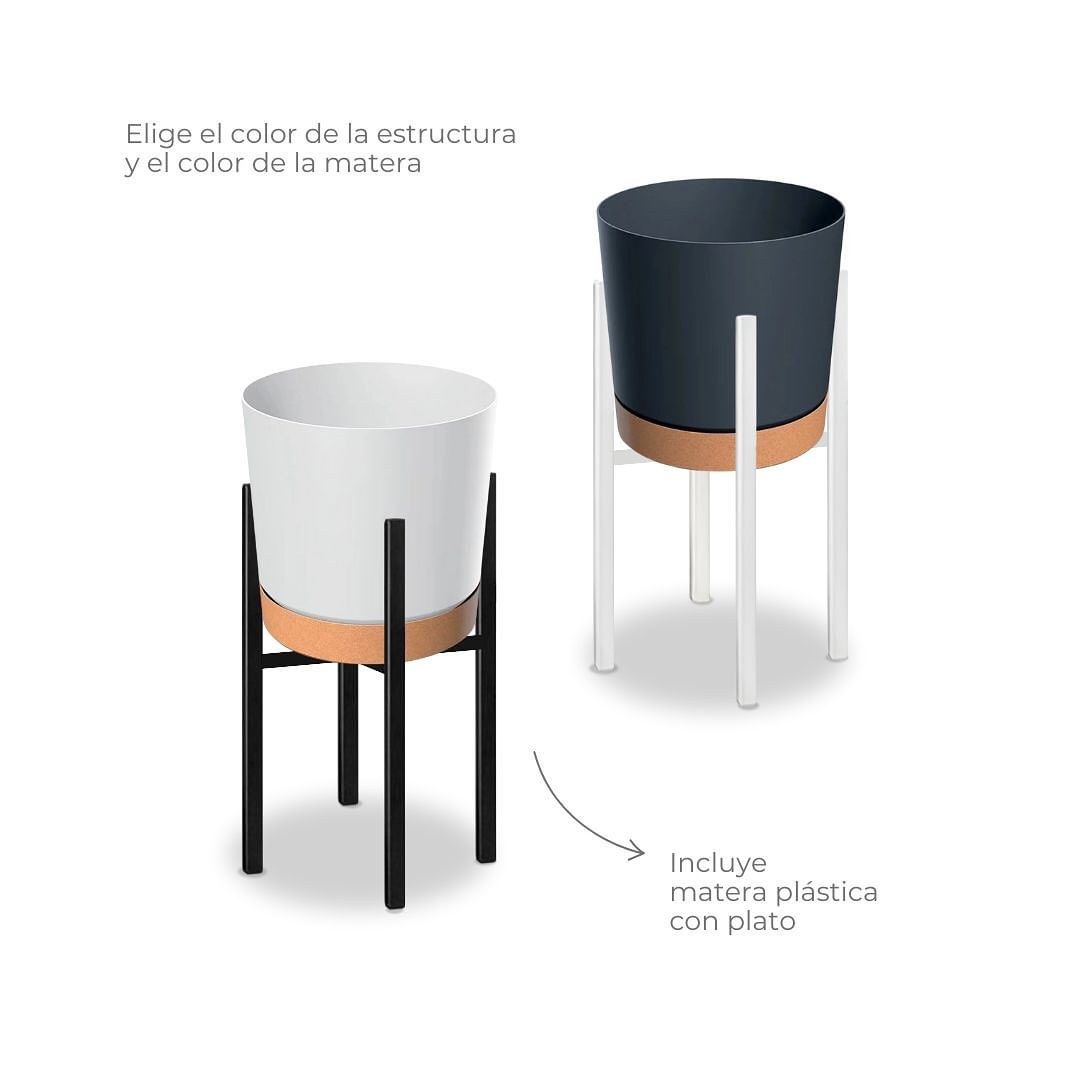 Matera Moderna de Soporte Metálico con Matera Plástica - MONTREAL