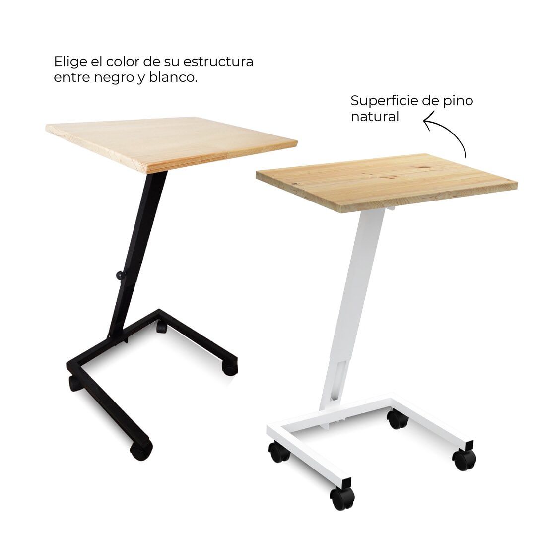 Mesa Auxiliar Rectangular con Altura Graduable para Portátil - ZETA