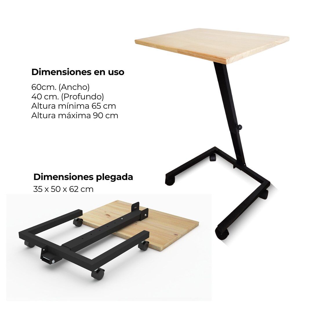 Mesa Auxiliar Rectangular con Altura Graduable para Portátil - ZETA