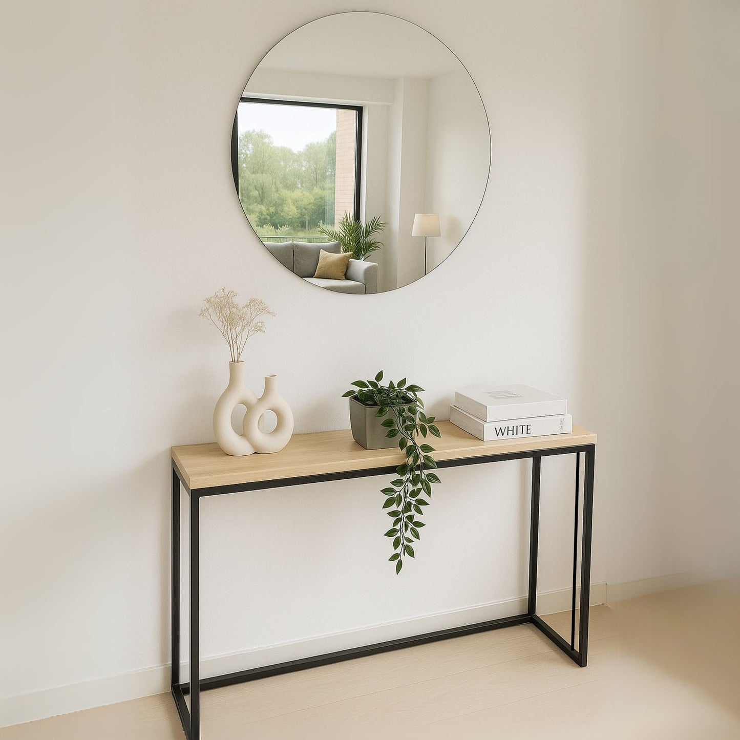 Combo Mueble Recibidor 100 cm + Espejo Flotante 80cm