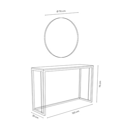 Combo Mueble Recibidor 120 cm + Espejo circular 70 cm  -  COLOMBIA